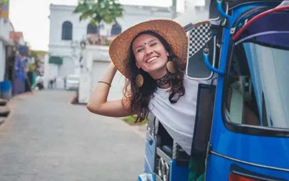 Women inside tuk tuk